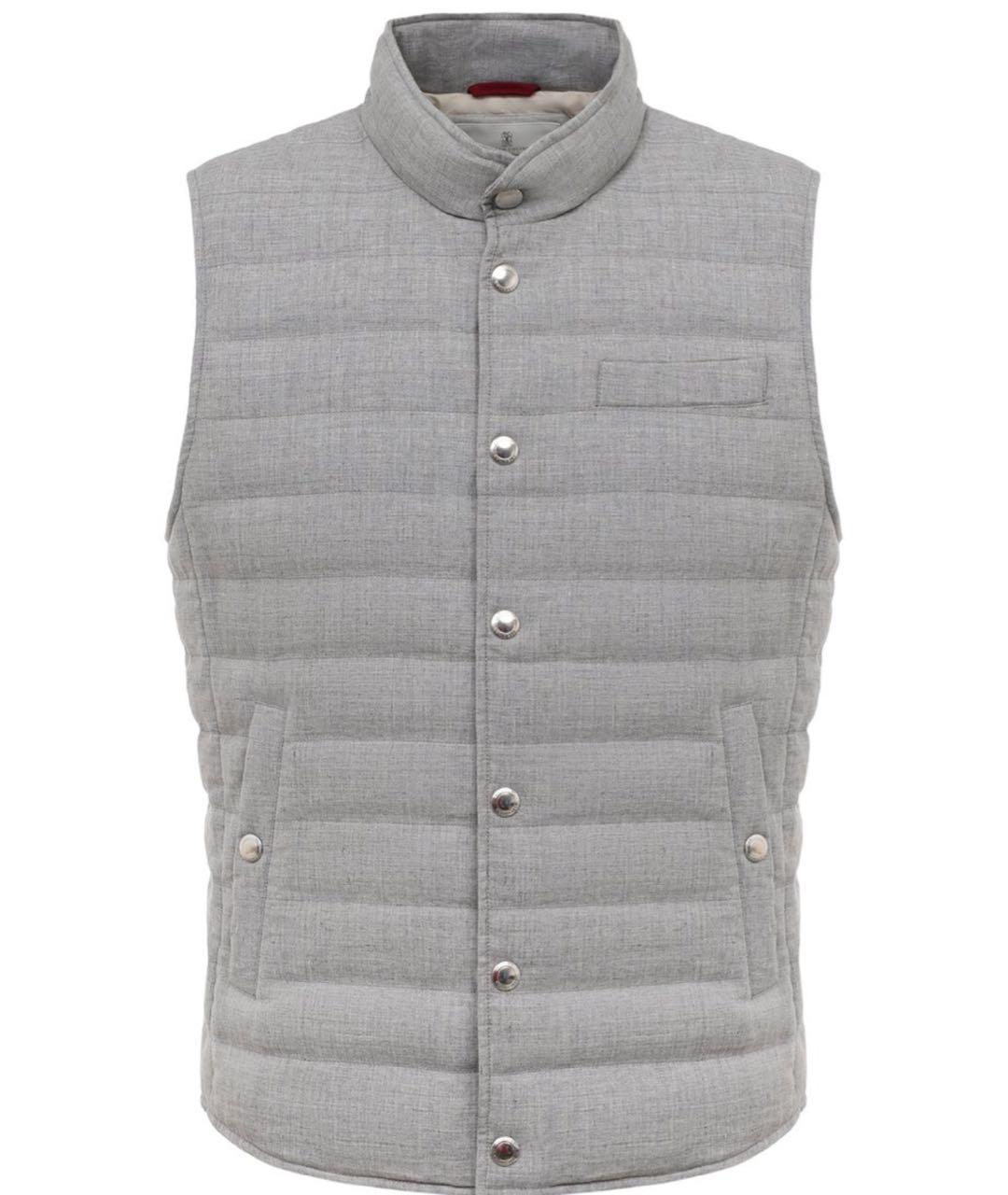 BRUNELLO CUCINELLI Серый льняной жилет, фото 9