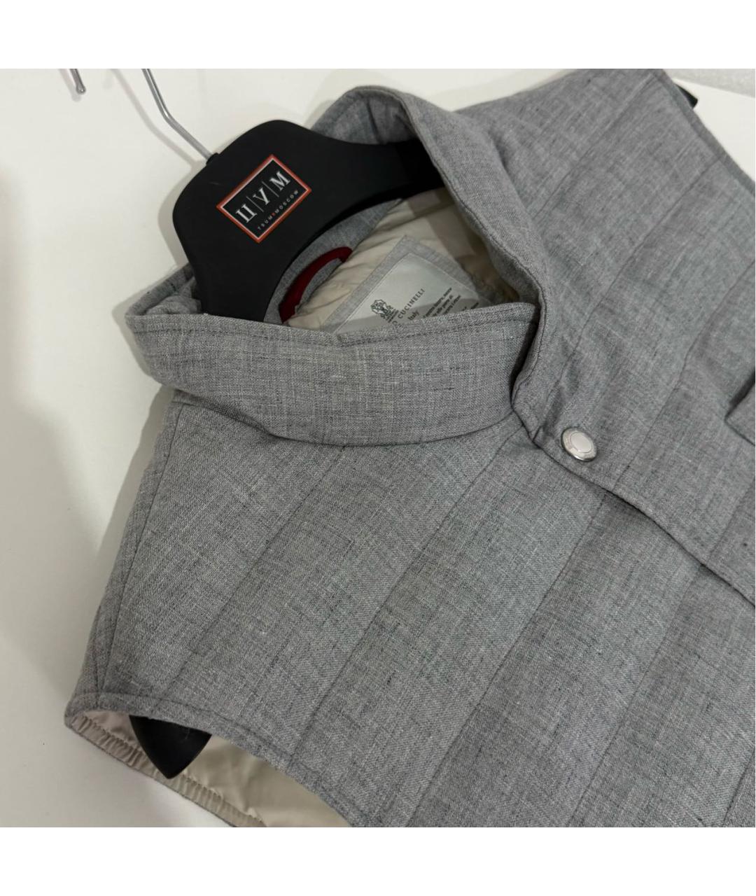 BRUNELLO CUCINELLI Серый льняной жилет, фото 4