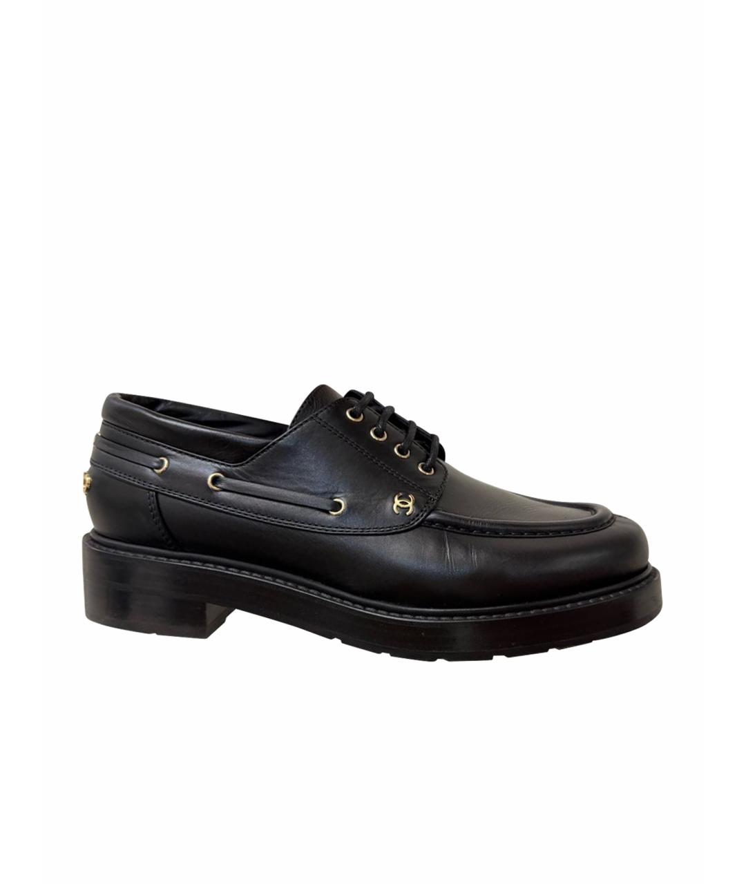 CHANEL Черные кожаные брогги и оксфорды, фото 1