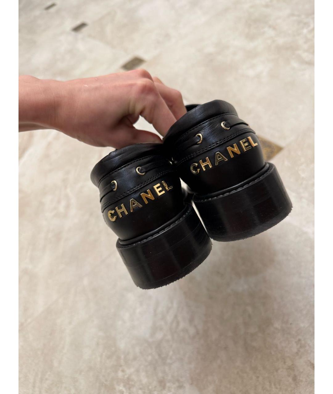 CHANEL Черные кожаные брогги и оксфорды, фото 4