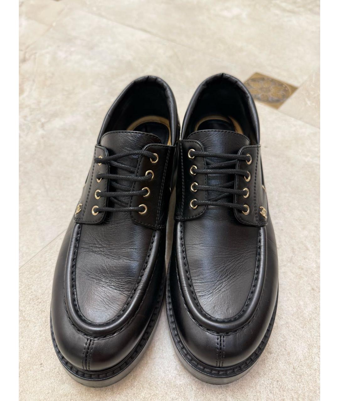 CHANEL Черные кожаные брогги и оксфорды, фото 3