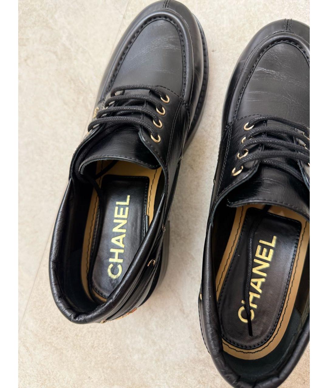 CHANEL Черные кожаные брогги и оксфорды, фото 5