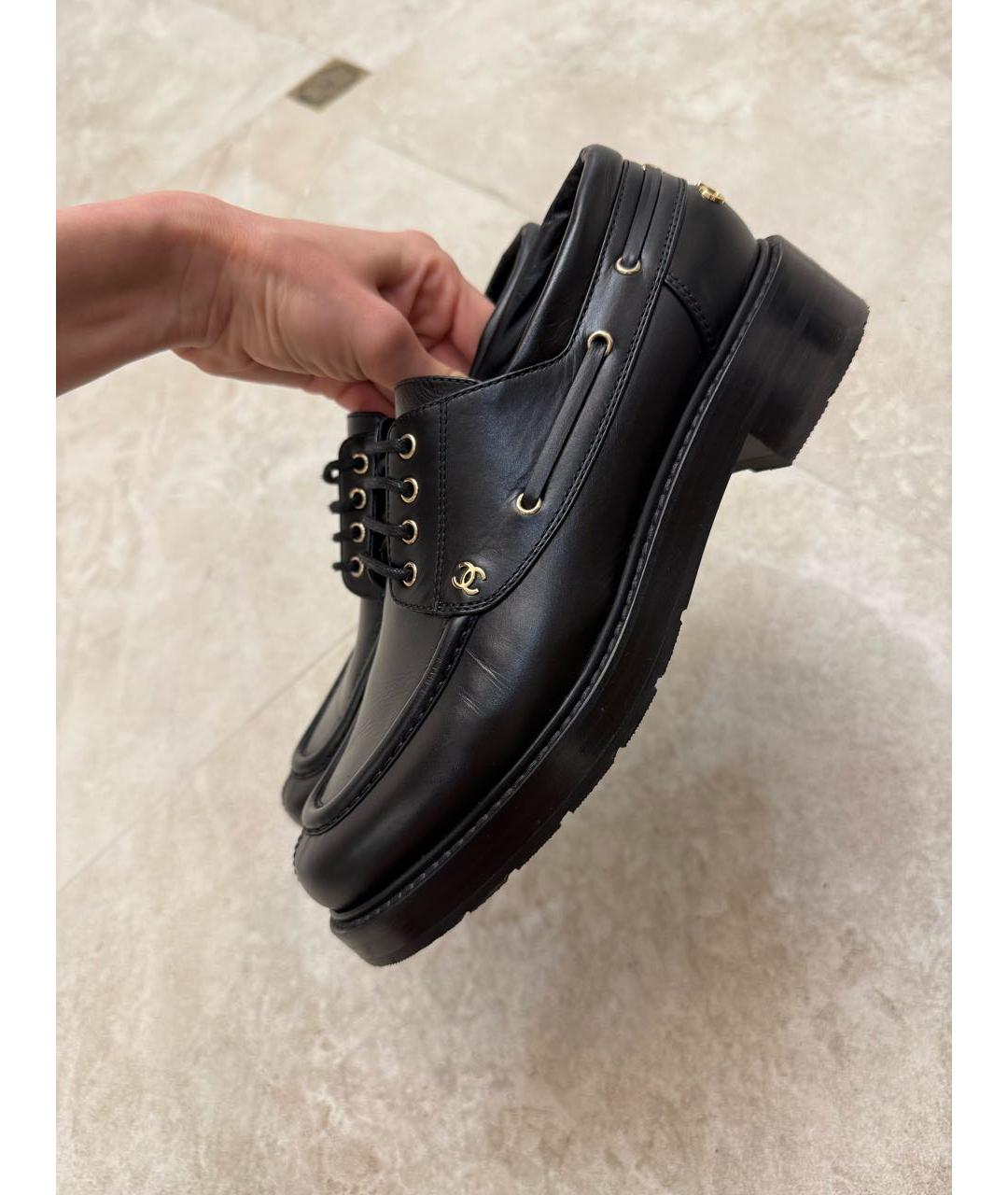 CHANEL Черные кожаные брогги и оксфорды, фото 7