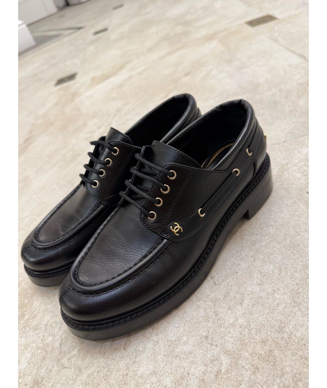 CHANEL Черные кожаные брогги и оксфорды, фото 2