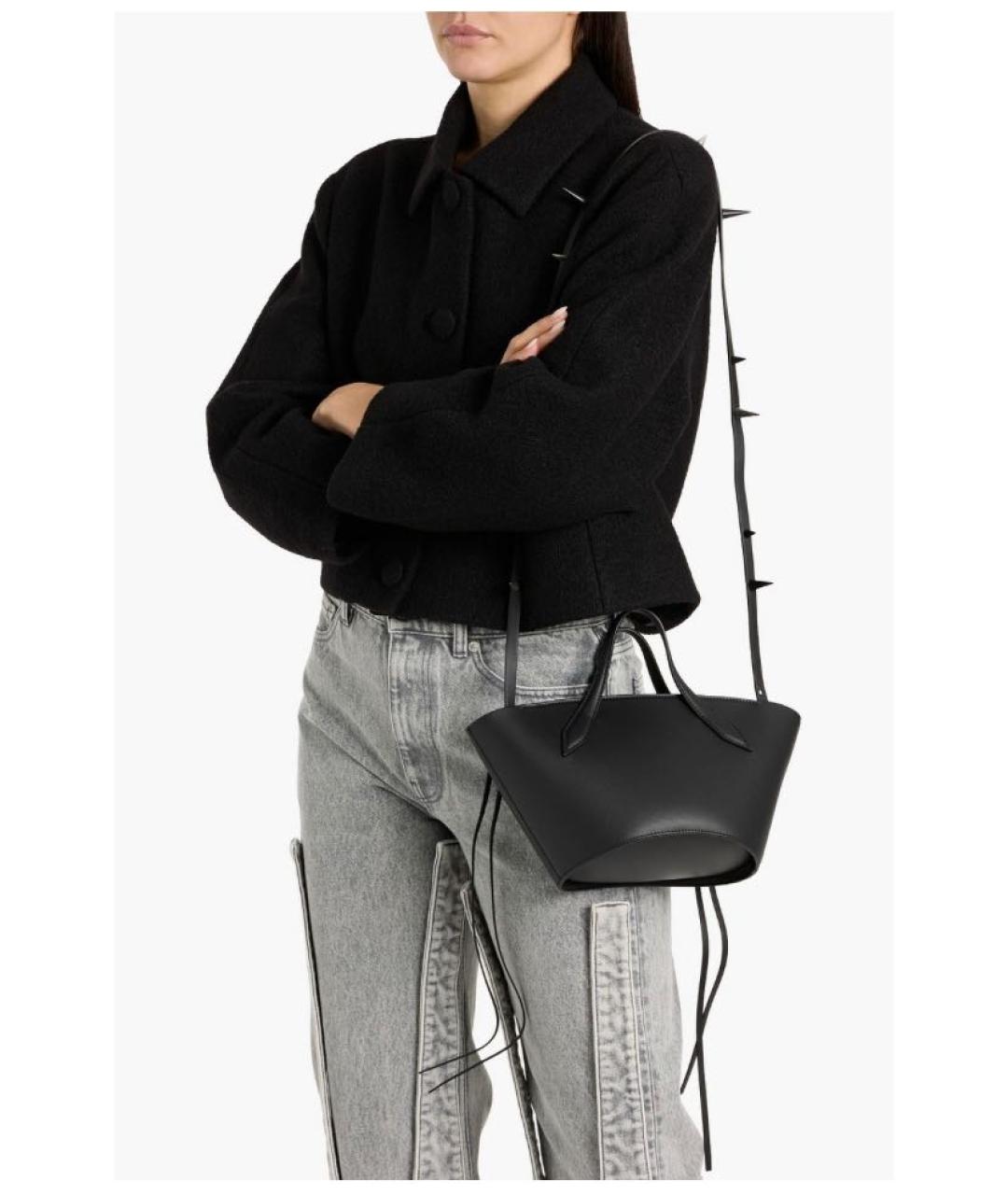 ACNE STUDIOS Черная кожаная сумка с короткими ручками, фото 4