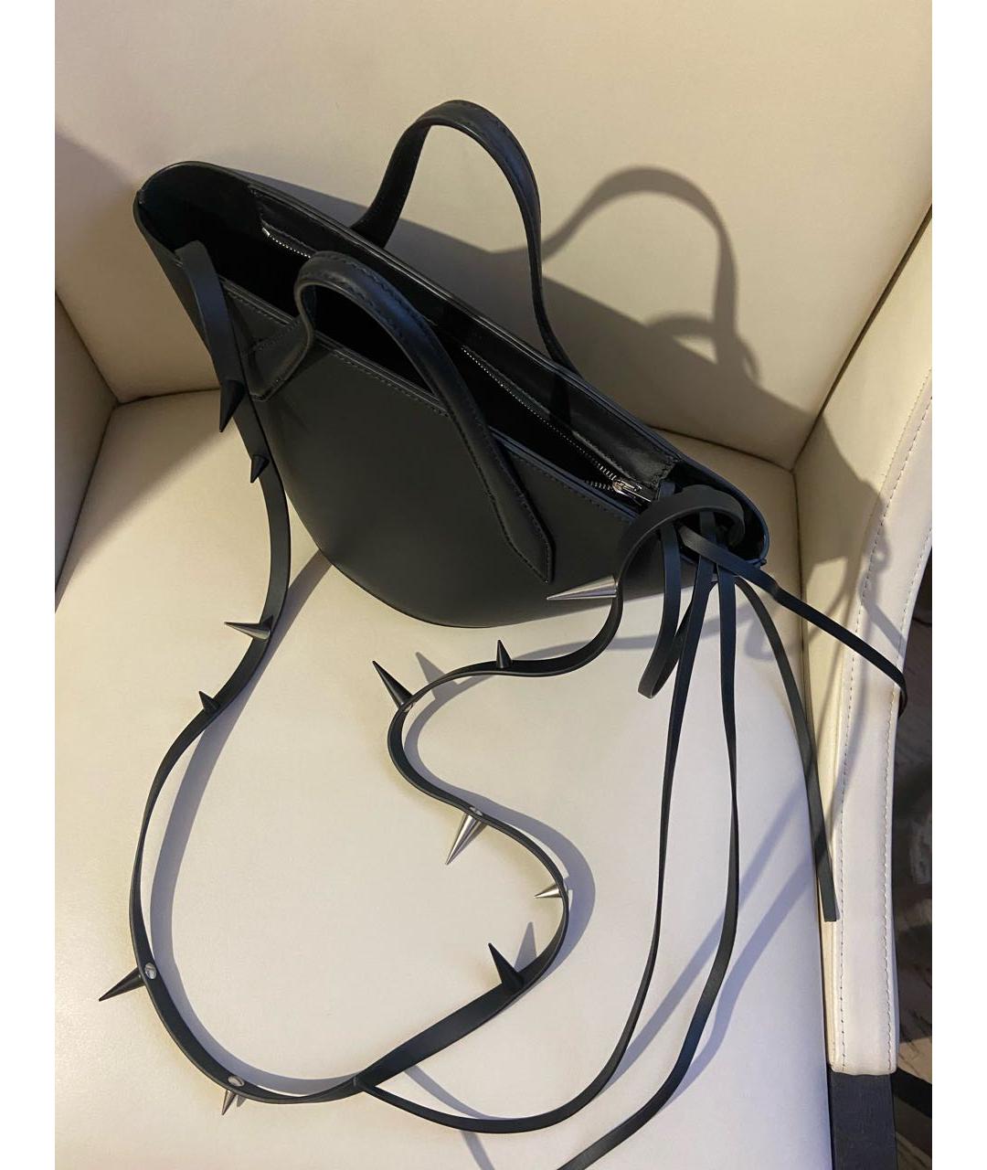 ACNE STUDIOS Черная кожаная сумка с короткими ручками, фото 5