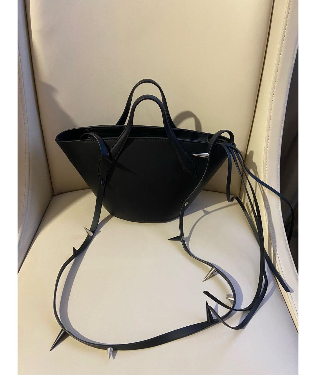 ACNE STUDIOS Черная кожаная сумка с короткими ручками, фото 2