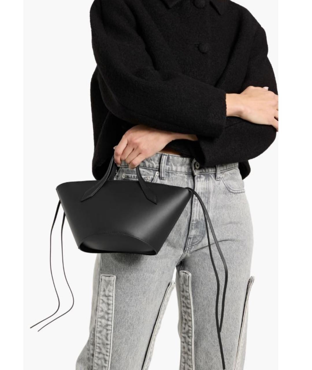 ACNE STUDIOS Черная кожаная сумка с короткими ручками, фото 3