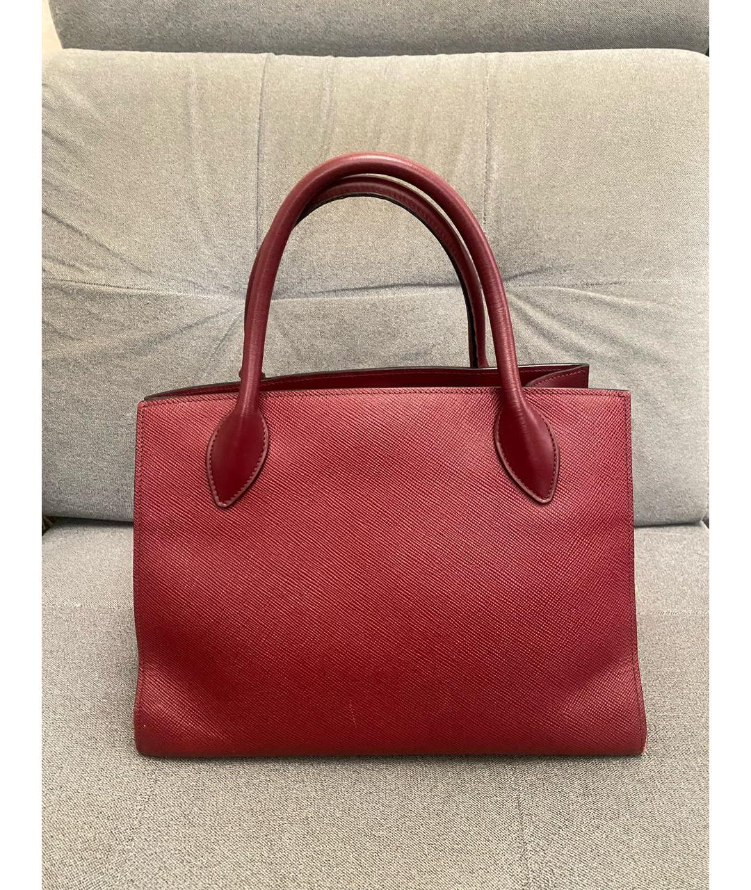 PRADA Бордовая кожаная сумка тоут, фото 3