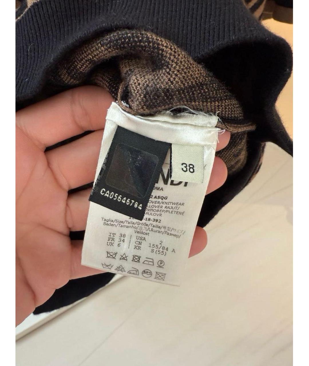 FENDI Коричневый шерстяной джемпер / свитер, фото 4