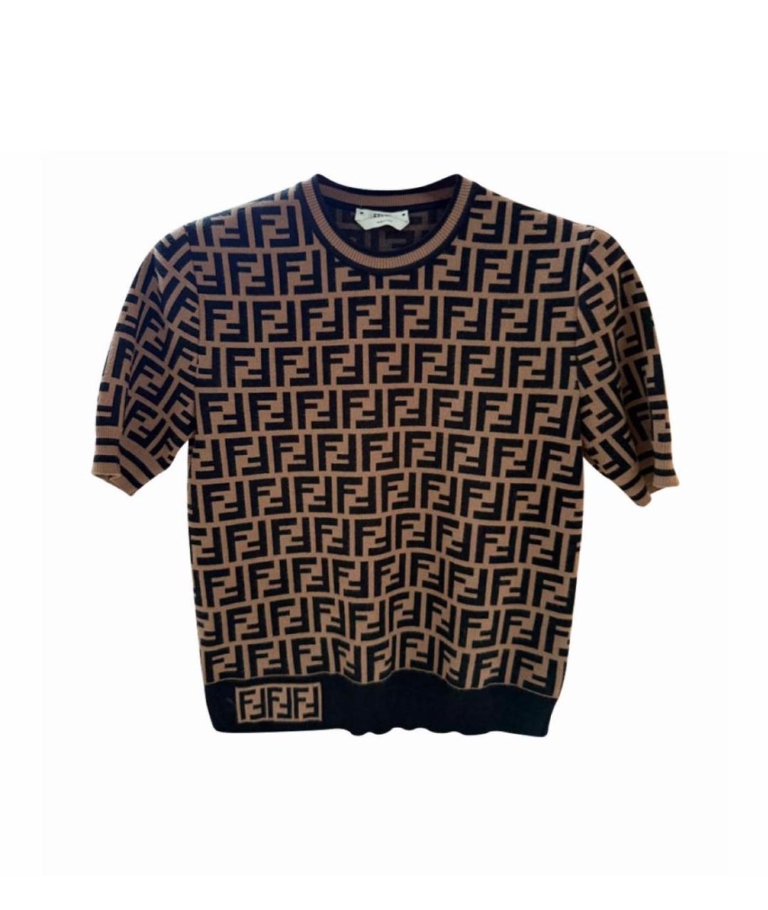 FENDI Коричневый шерстяной джемпер / свитер, фото 6