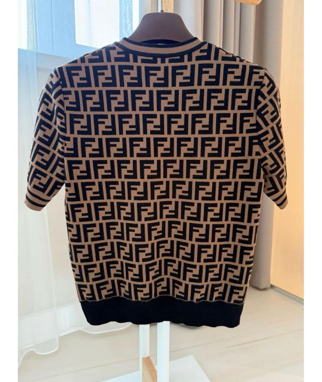 FENDI Коричневый шерстяной джемпер / свитер, фото 2