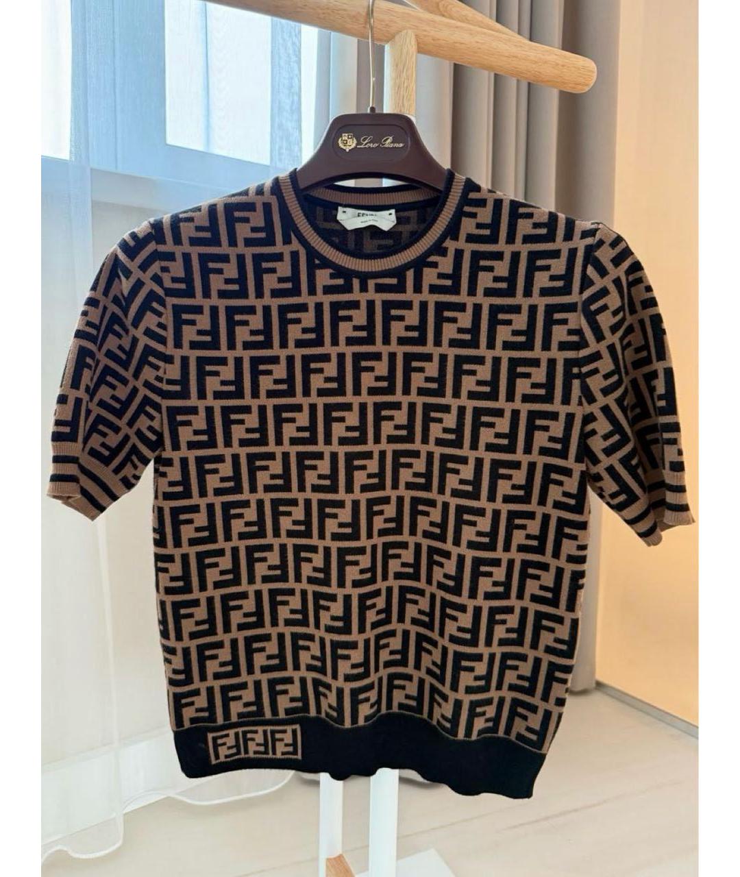 FENDI Коричневый шерстяной джемпер / свитер, фото 5