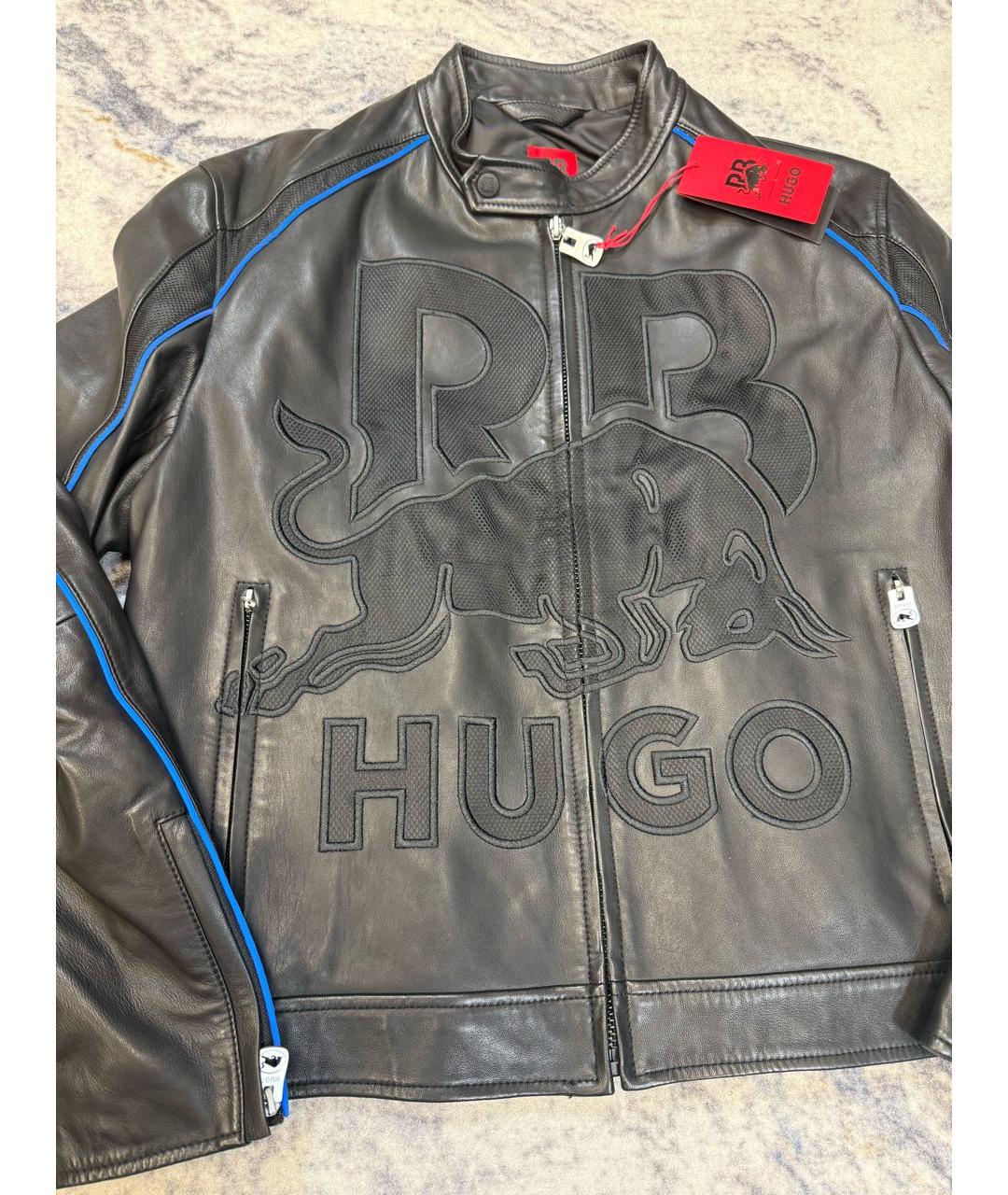 HUGO Черная кожаная куртка, фото 2