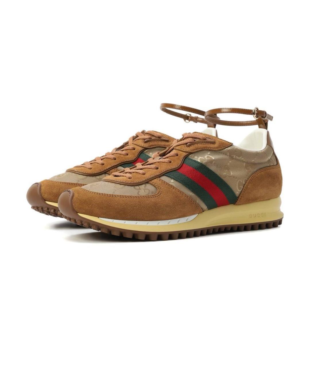 GUCCI Коричневые замшевые кроссовки, фото 3