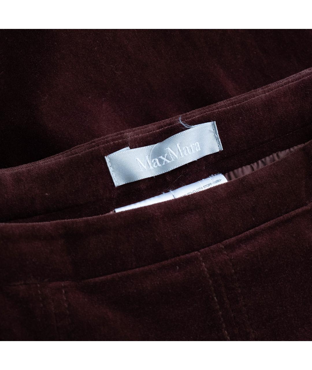 MAX MARA Коричневая бархатная юбка миди, фото 3