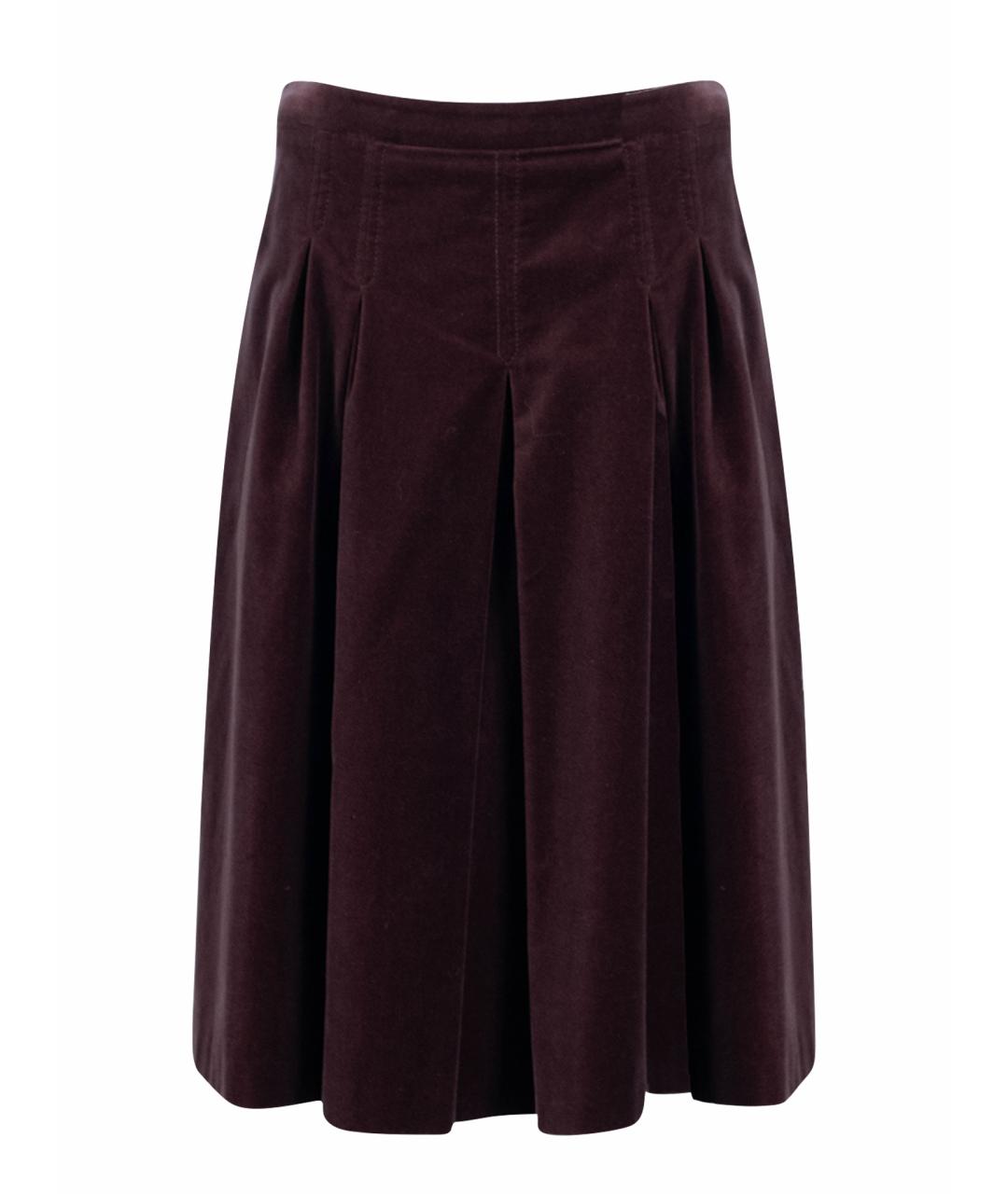 MAX MARA Коричневая бархатная юбка миди, фото 6