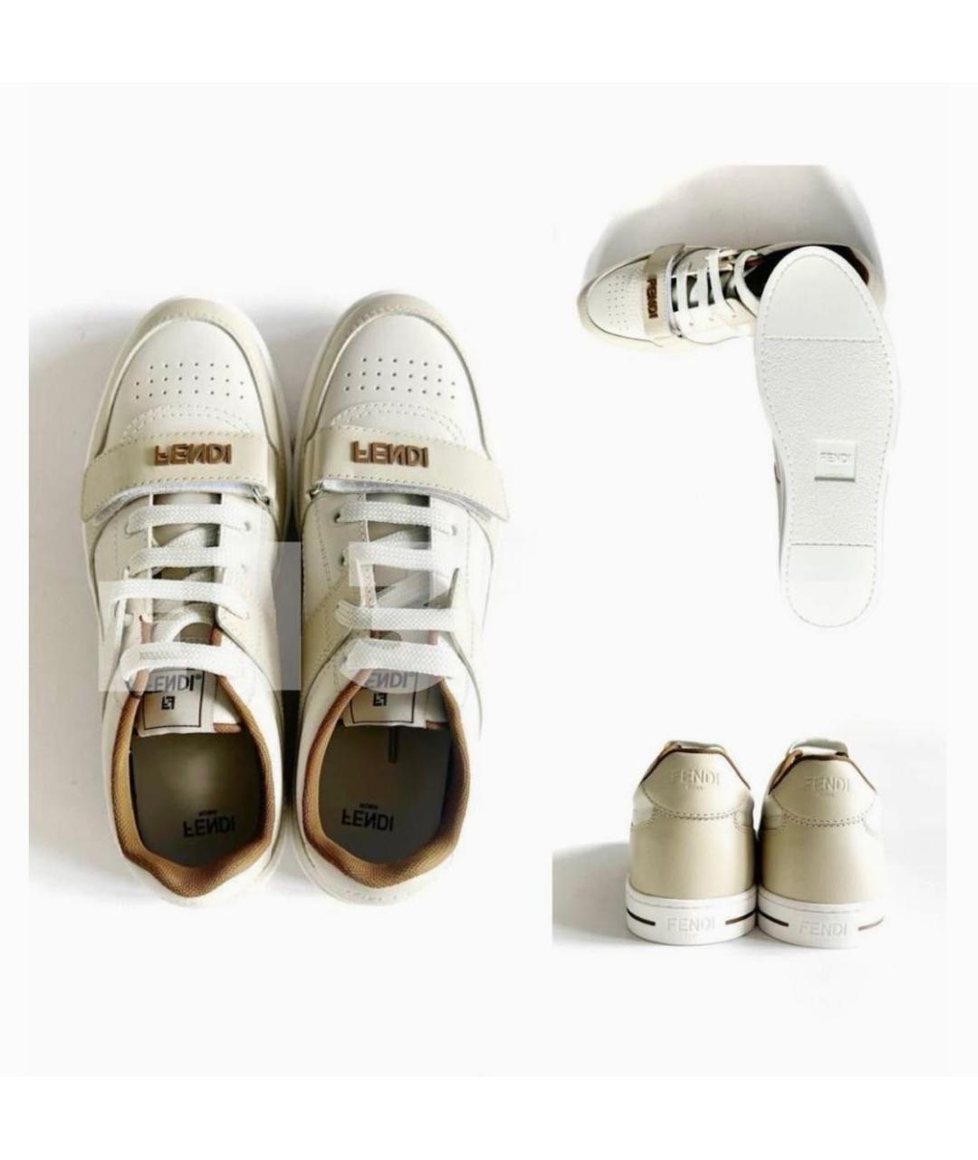 FENDI Белые кожаные кеды, фото 2