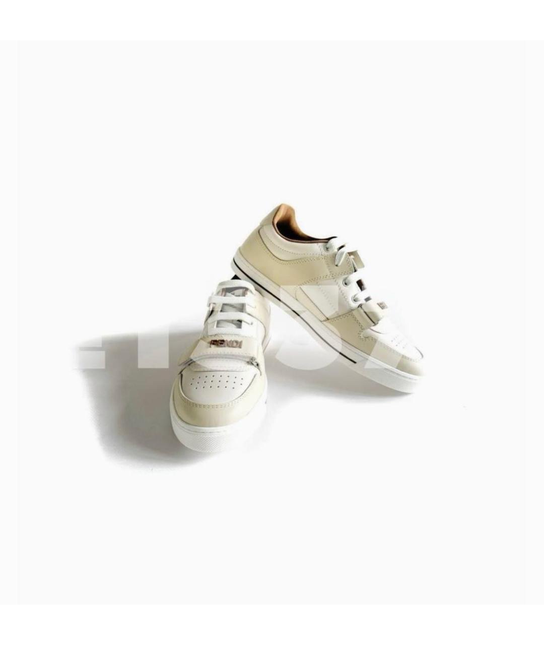 FENDI Белые кожаные кеды, фото 4