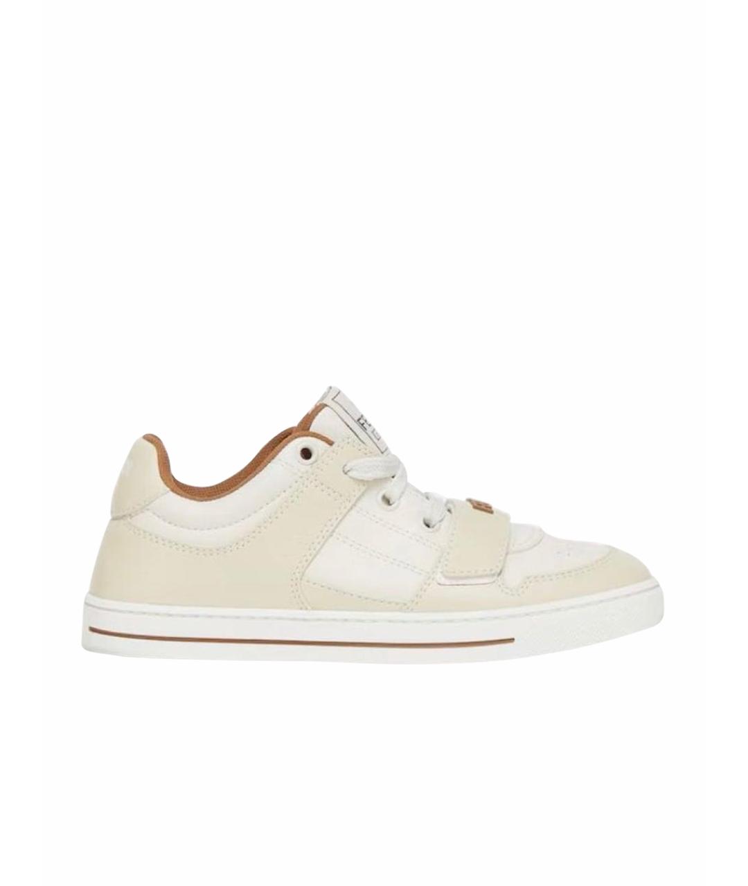 FENDI Белые кожаные кеды, фото 1