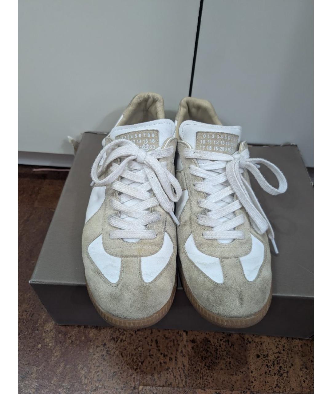 MAISON MARGIELA Белые кожаные низкие кроссовки / кеды, фото 2