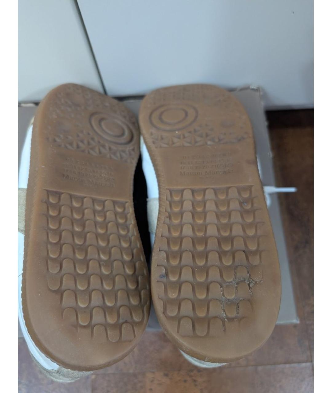 MAISON MARGIELA Белые кожаные низкие кроссовки / кеды, фото 3