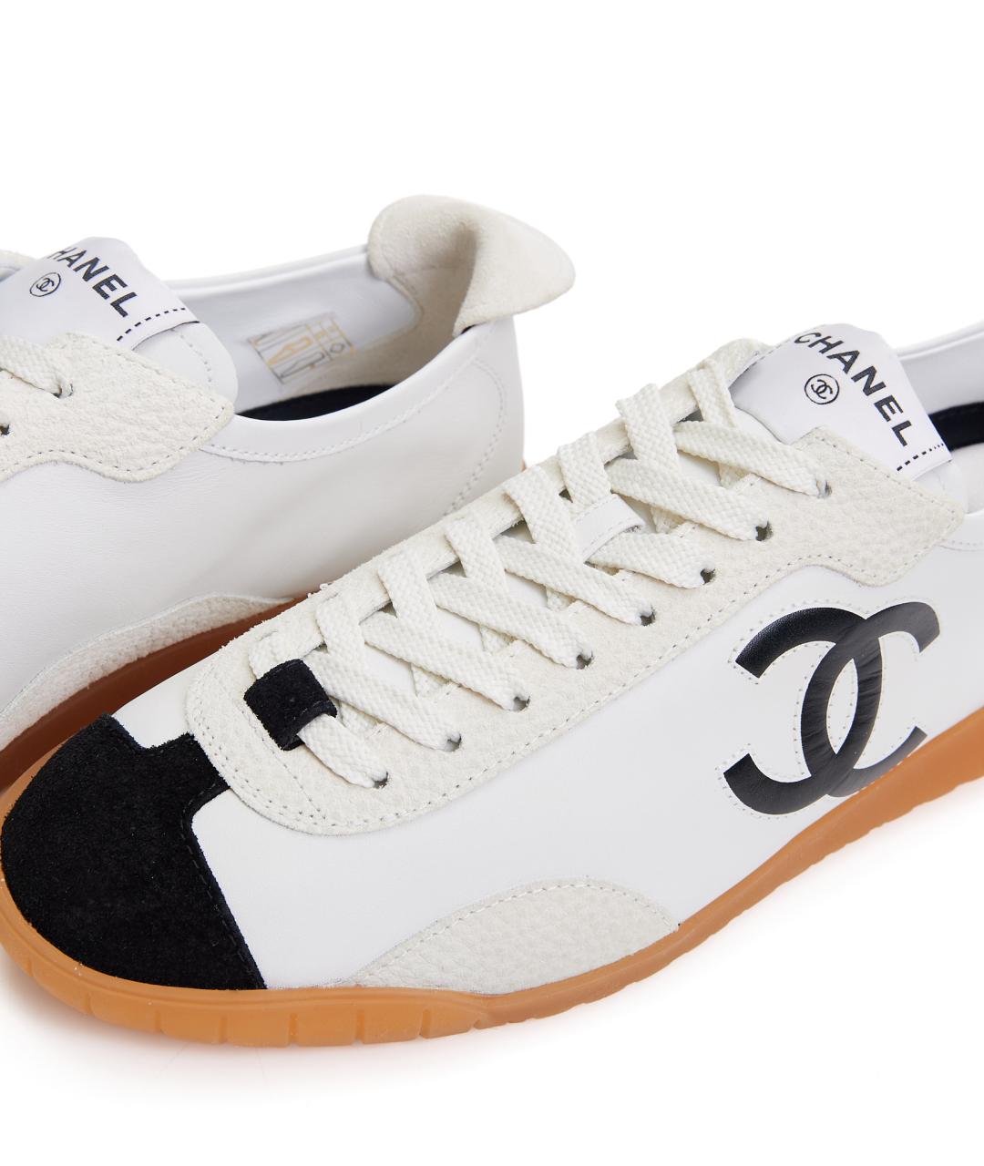 CHANEL Белые кожаные кеды, фото 4