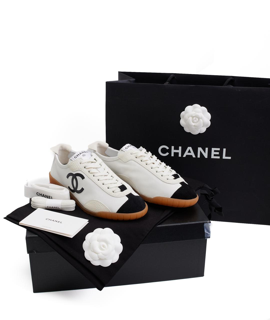 CHANEL Белые кожаные кеды, фото 7