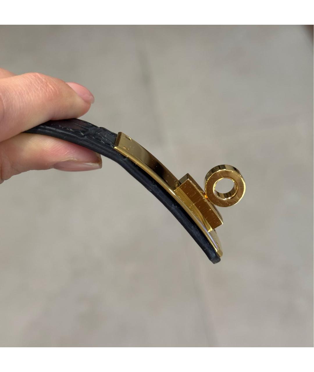 HERMES Черный ремень из экзотической кожи, фото 5