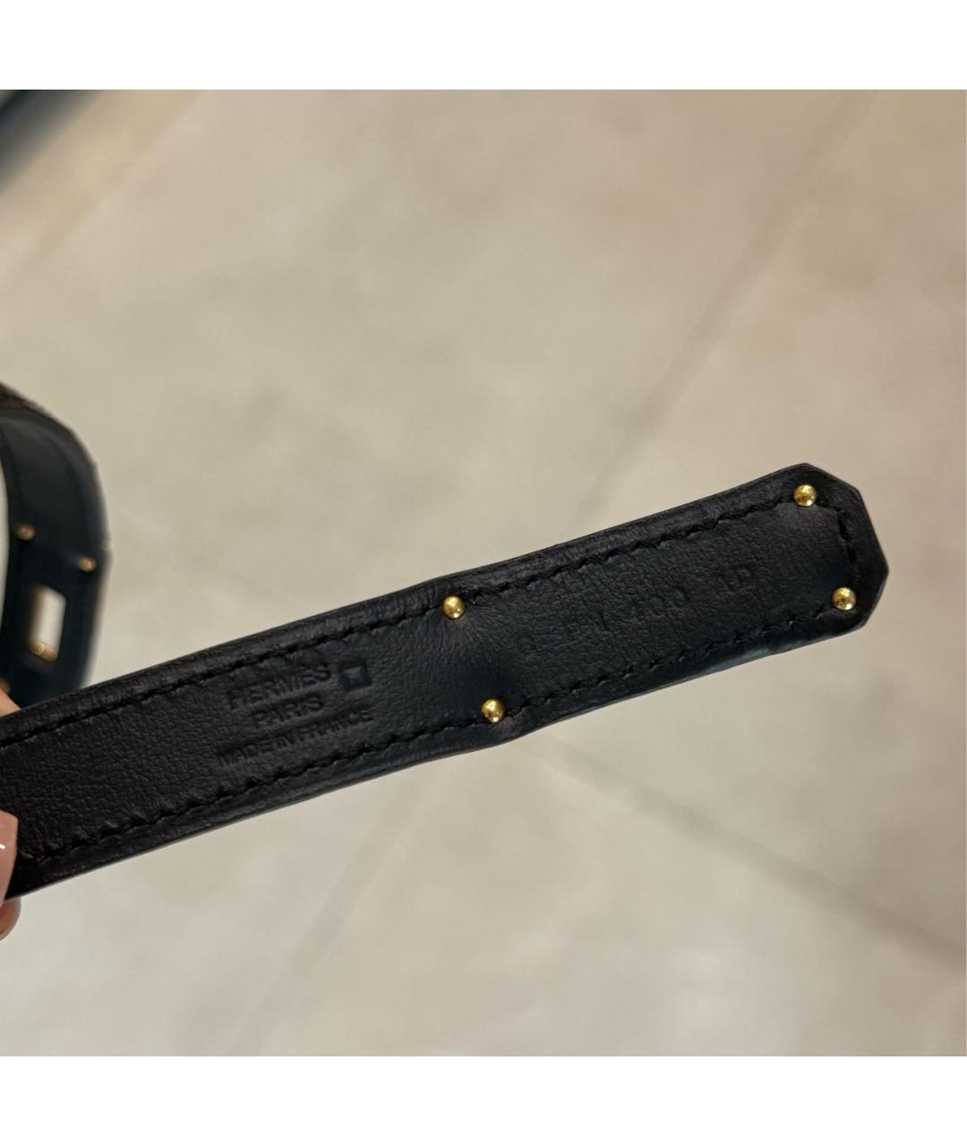 HERMES Черный ремень из экзотической кожи, фото 3