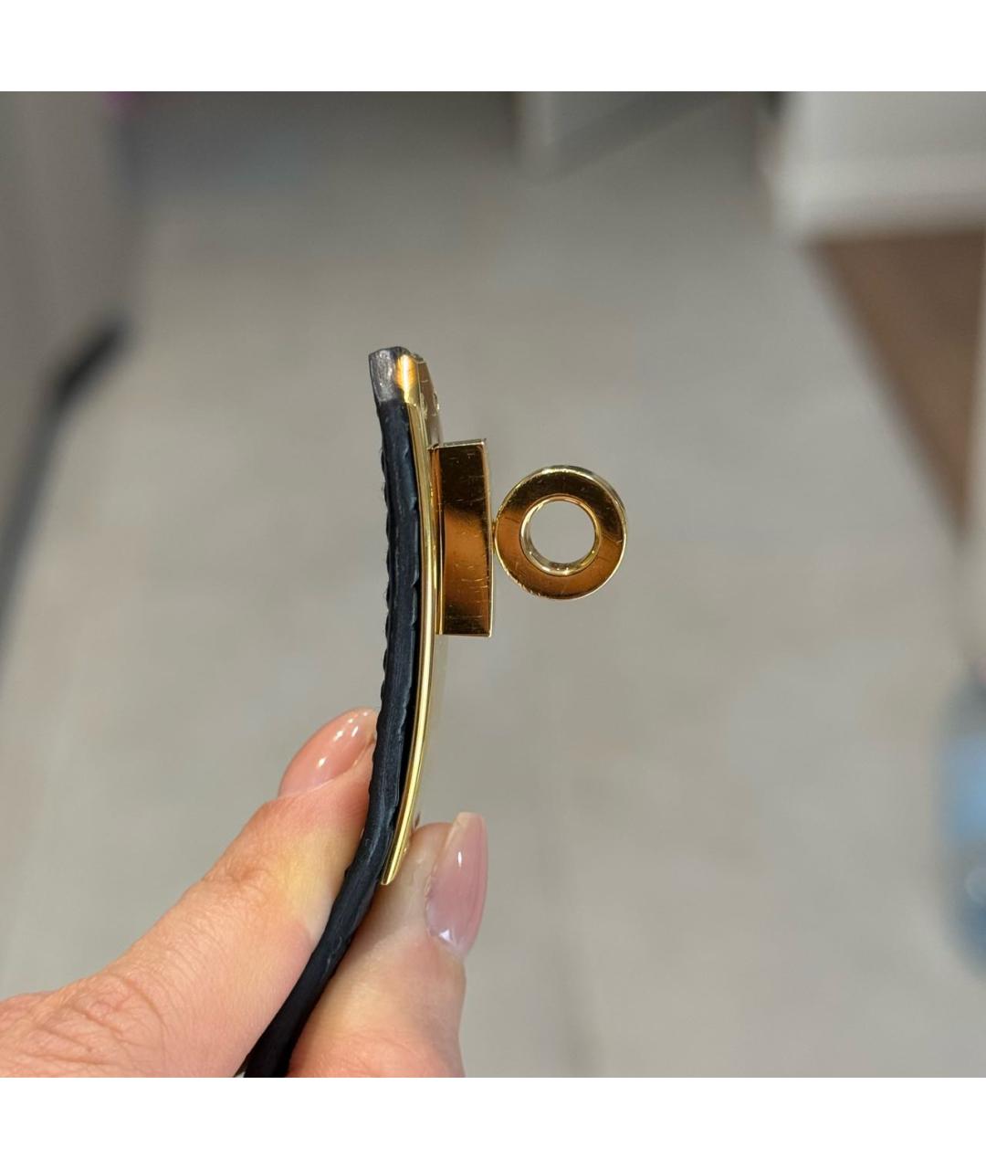 HERMES Черный ремень из экзотической кожи, фото 6