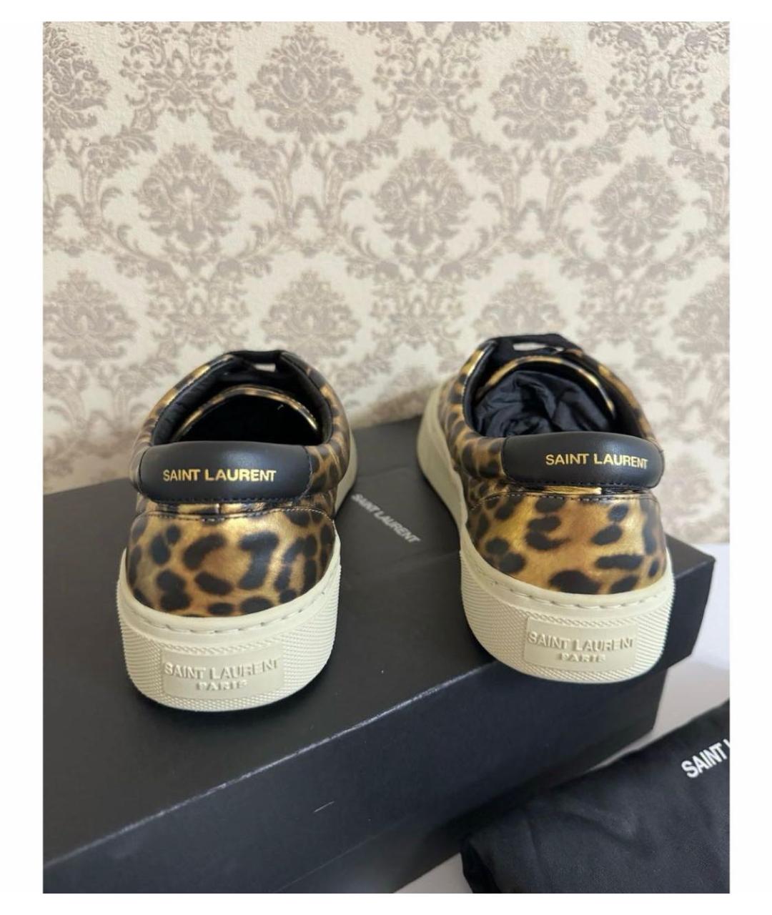 SAINT LAURENT Золотые кожаные кеды, фото 4