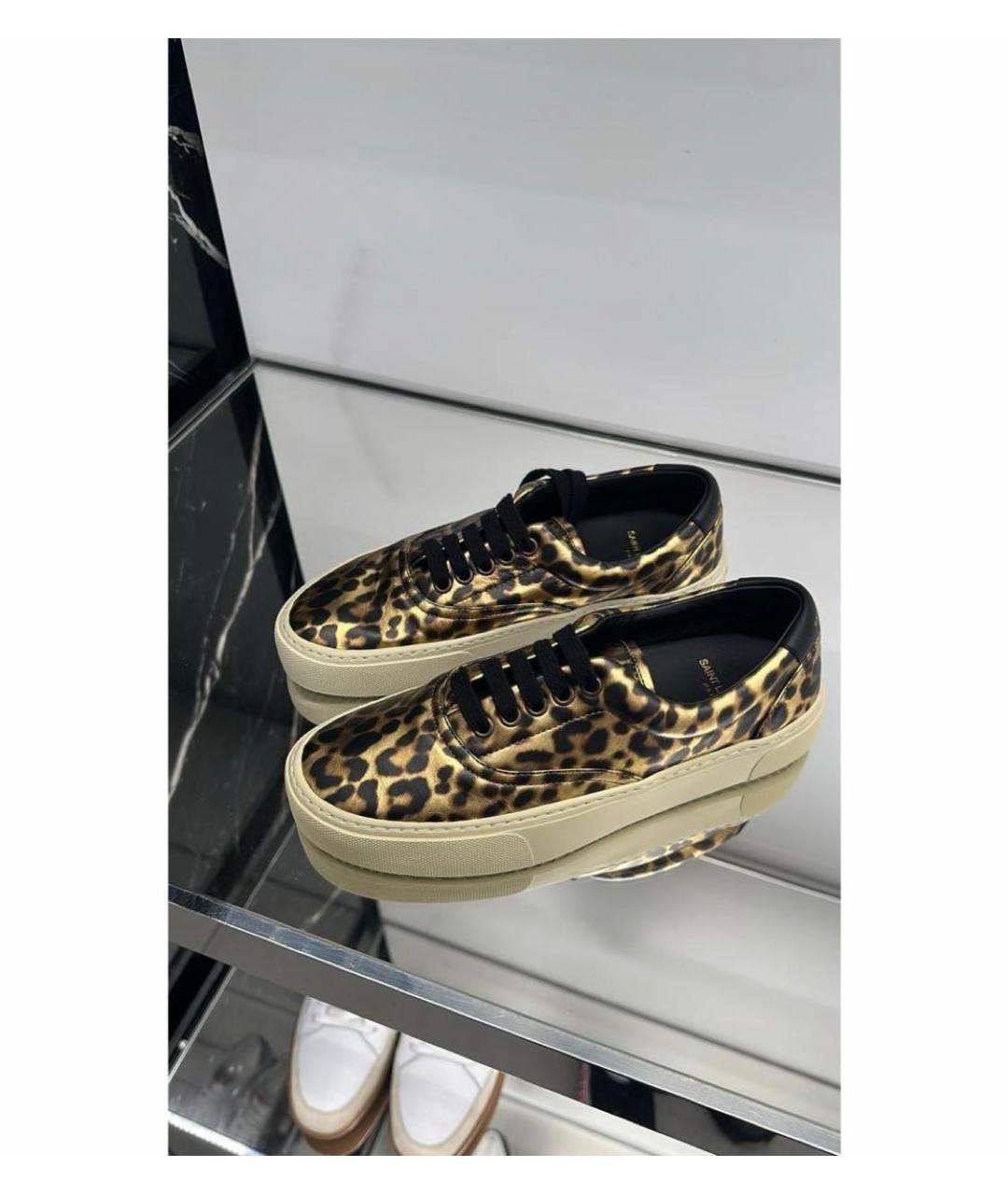 SAINT LAURENT Золотые кожаные кеды, фото 5