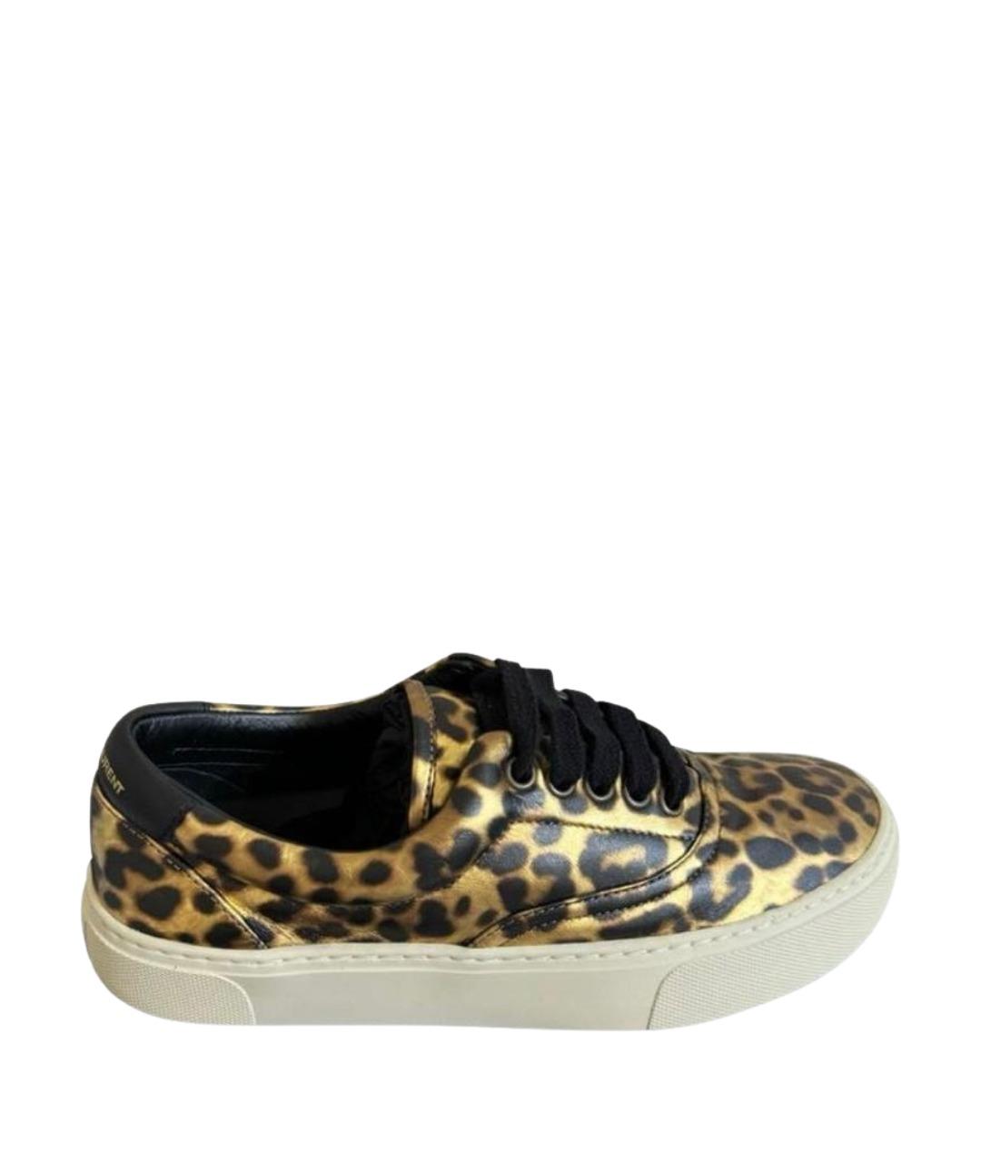 SAINT LAURENT Золотые кожаные кеды, фото 1