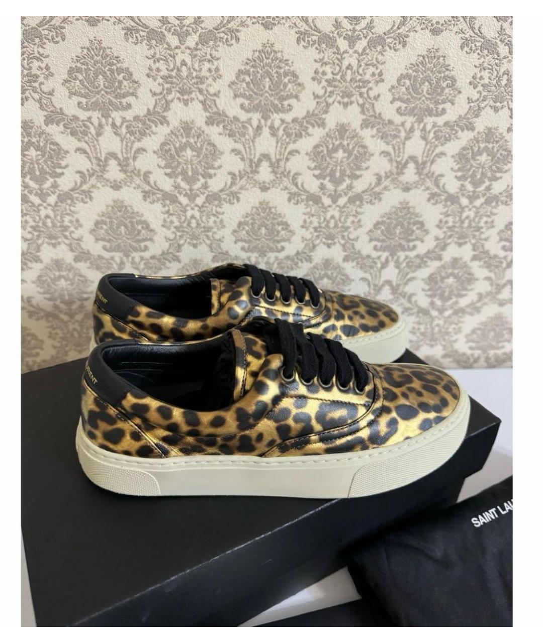 SAINT LAURENT Золотые кожаные кеды, фото 6