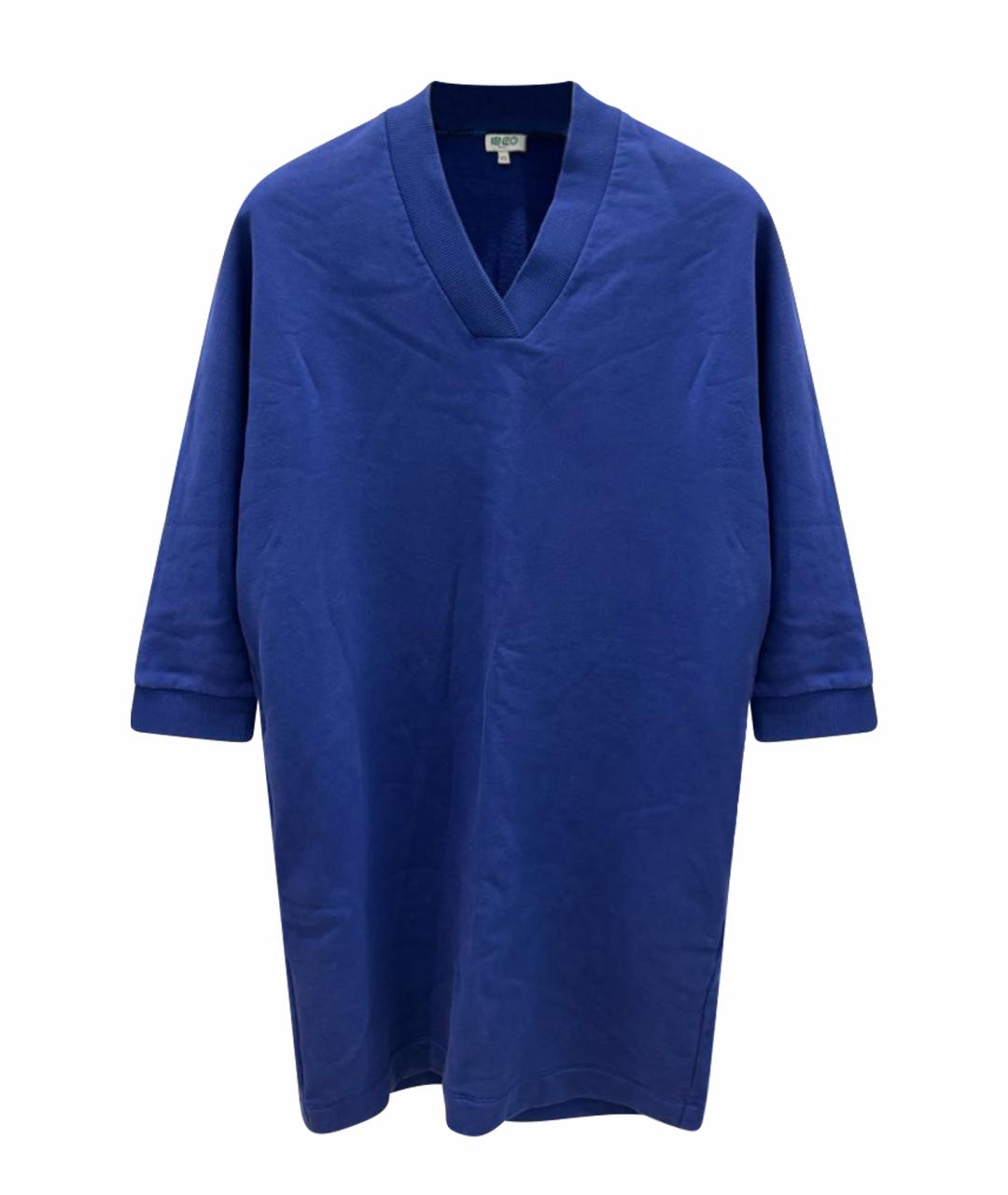 KENZO Синее хлопковое повседневное платье, фото 1