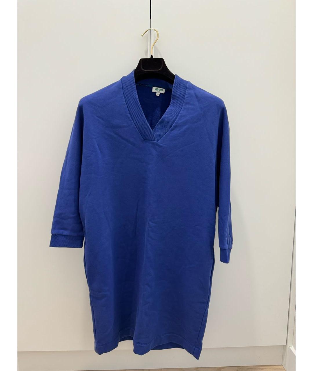 KENZO Синее хлопковое повседневное платье, фото 2
