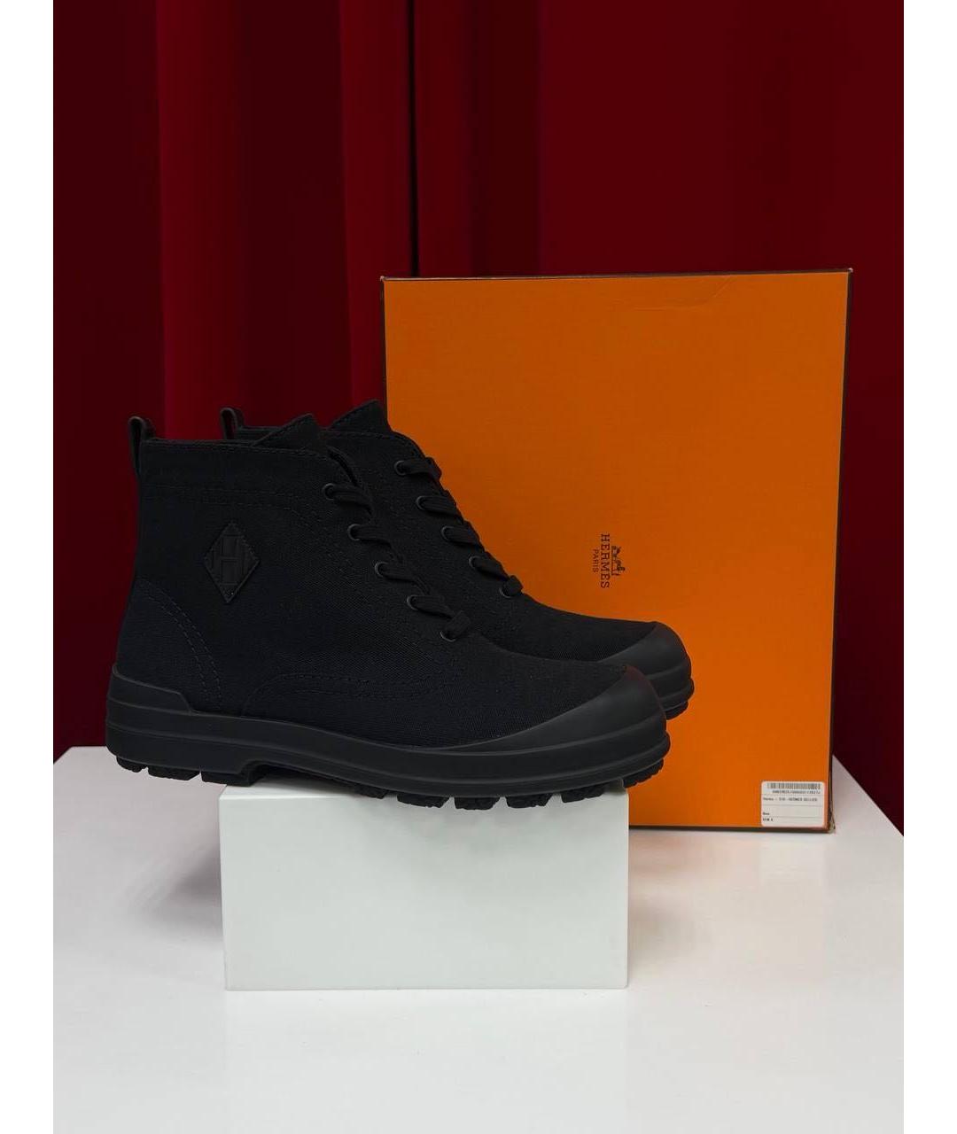 HERMES Черные текстильные ботинки, фото 5