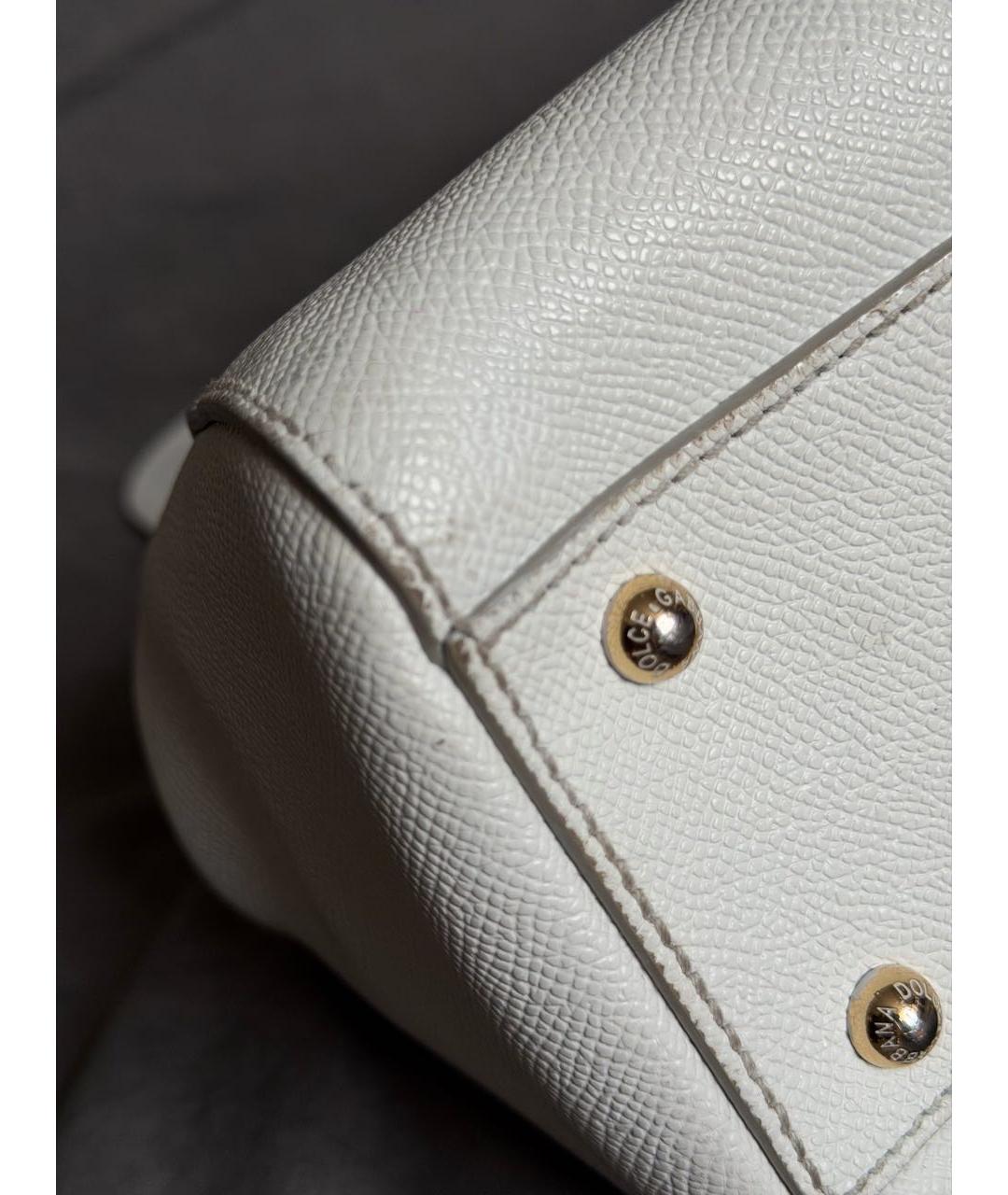 DOLCE&GABBANA Белая кожаная сумка с короткими ручками, фото 6