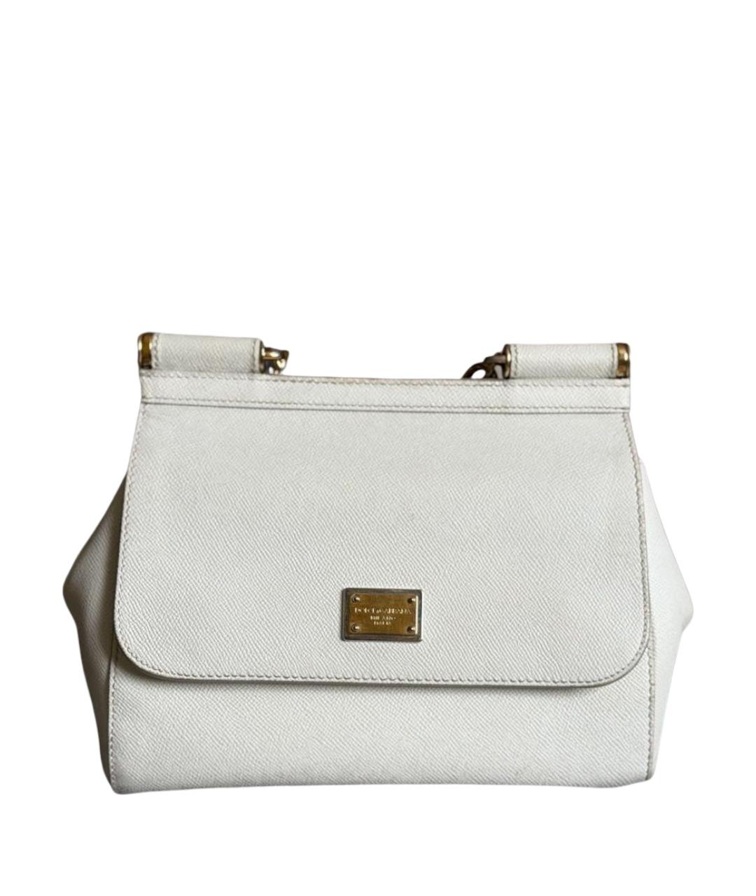 DOLCE&GABBANA Белая кожаная сумка с короткими ручками, фото 1