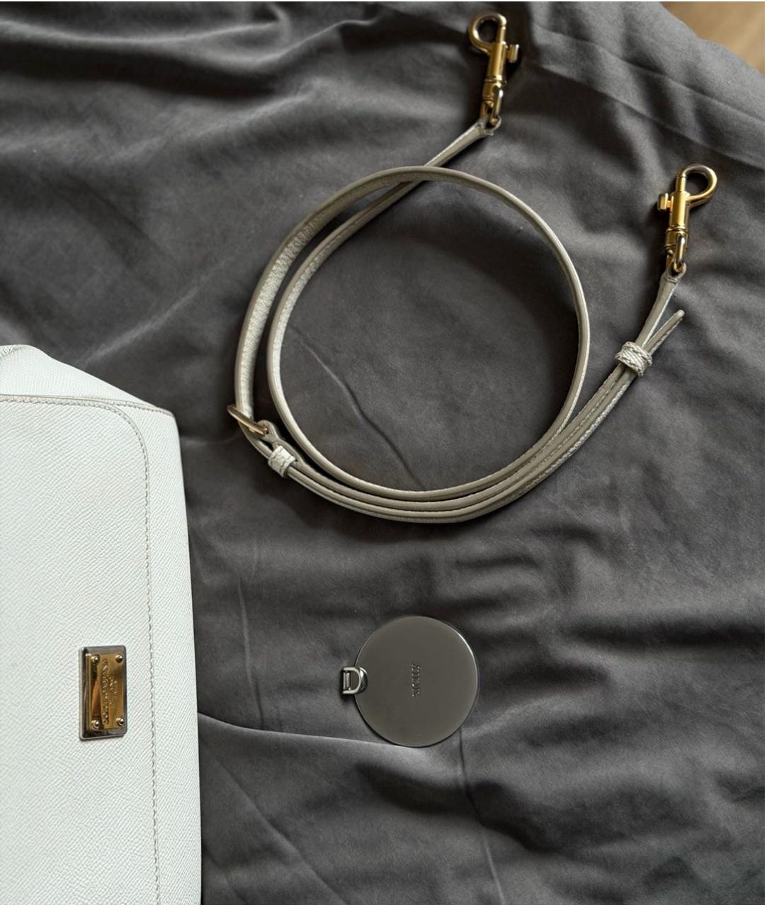 DOLCE&GABBANA Белая кожаная сумка с короткими ручками, фото 8