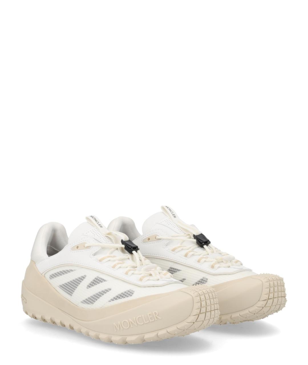 MONCLER Белые кожаные кроссовки, фото 2