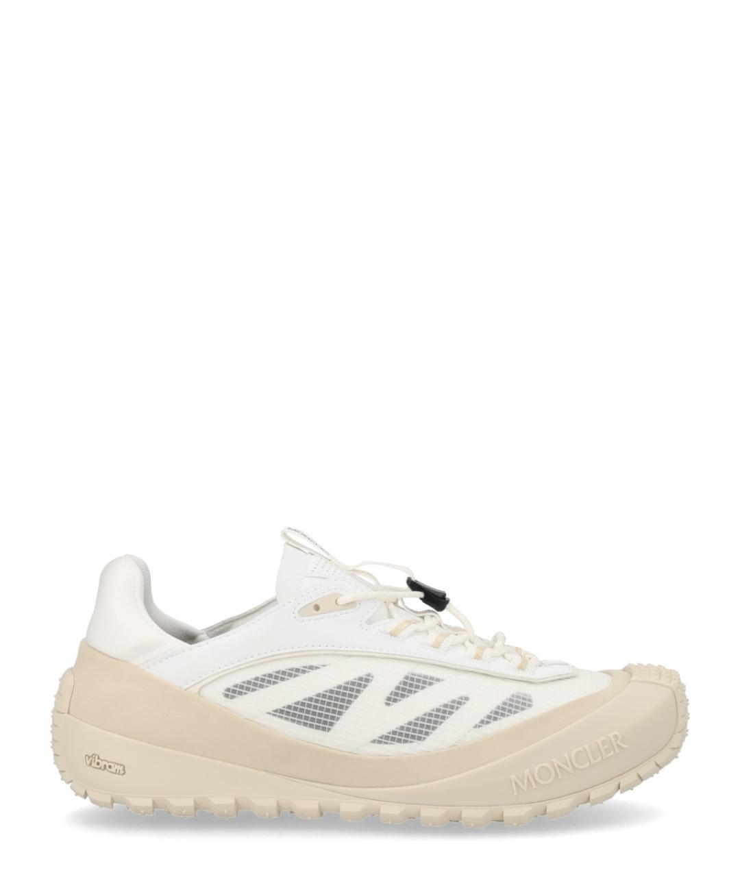 MONCLER Белые кожаные кроссовки, фото 1
