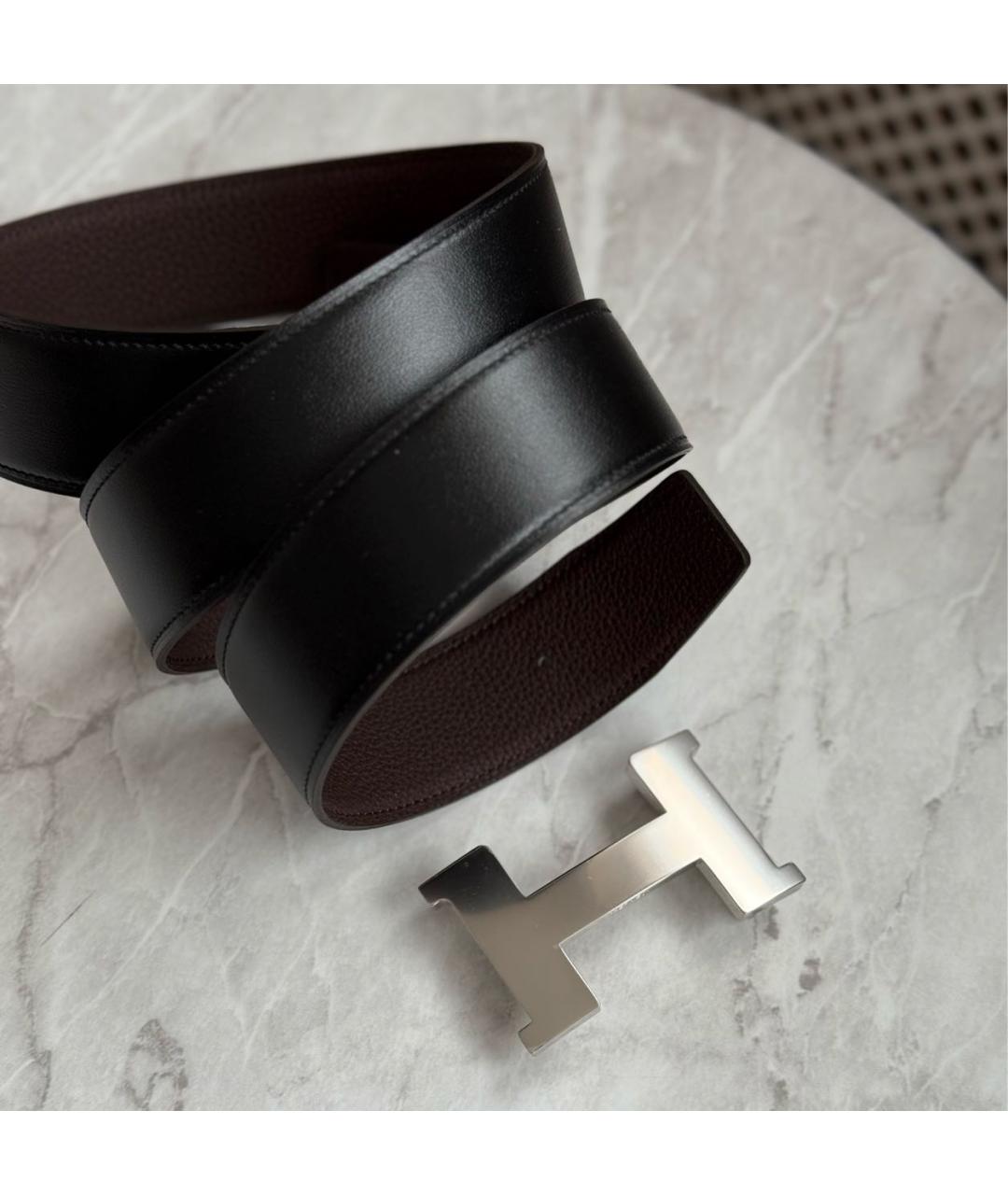 HERMES Черный кожаный ремень, фото 2