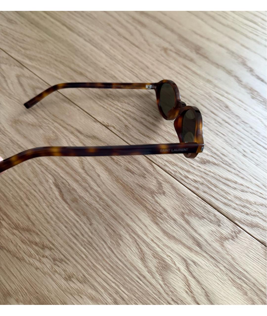 SAINT LAURENT Коричневые пластиковые солнцезащитные очки, фото 2