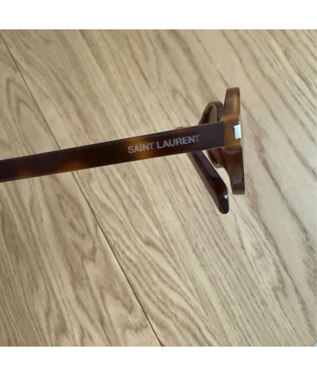 SAINT LAURENT Коричневые пластиковые солнцезащитные очки, фото 3