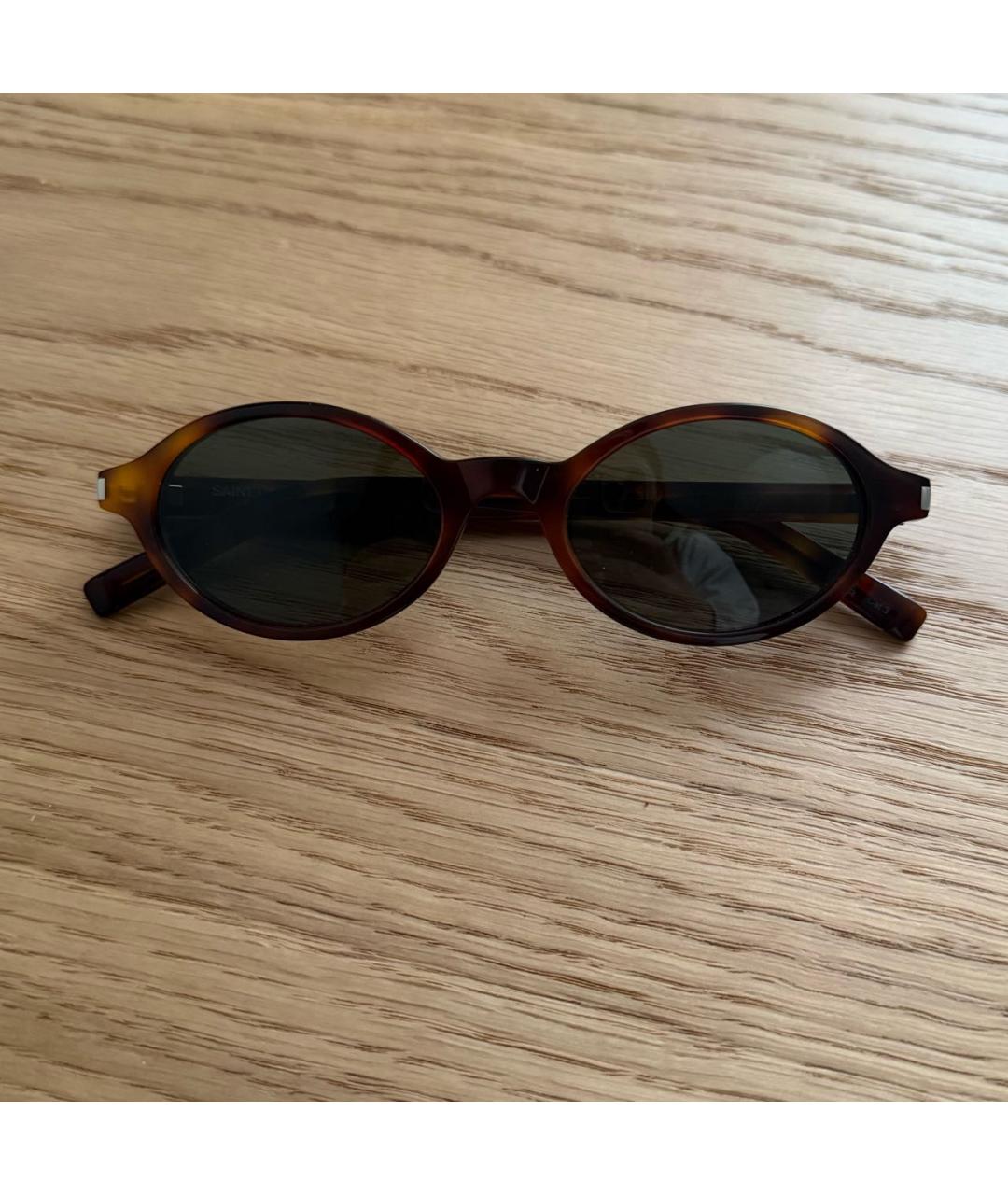 SAINT LAURENT Коричневые пластиковые солнцезащитные очки, фото 5