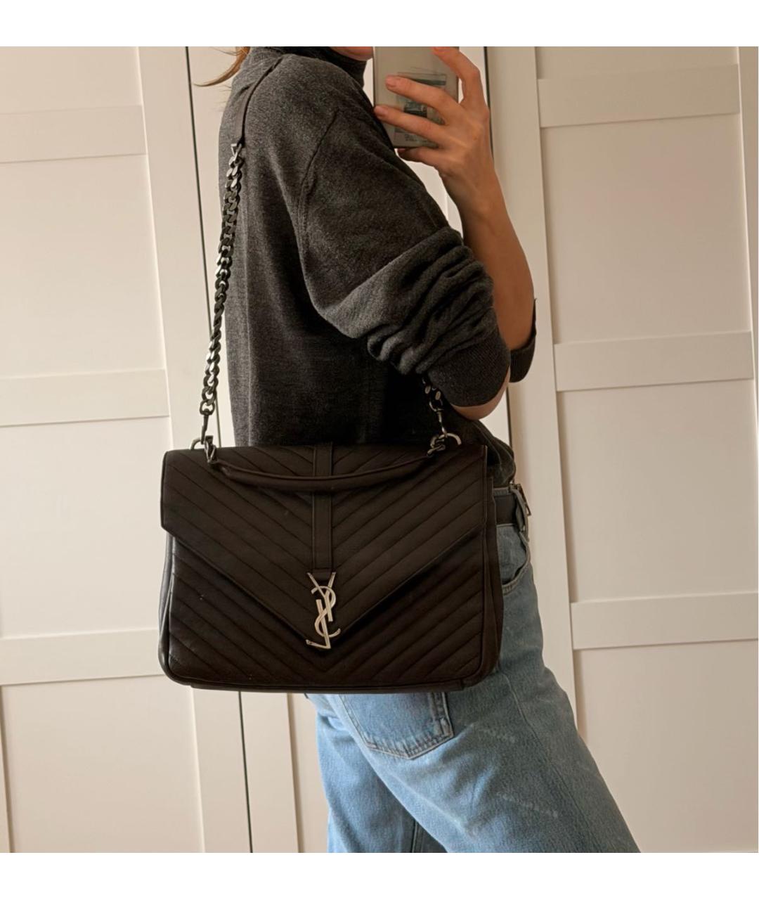 SAINT LAURENT Кожаная сумка с короткими ручками, фото 4