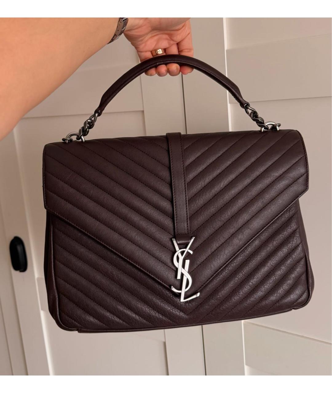 SAINT LAURENT Кожаная сумка с короткими ручками, фото 6