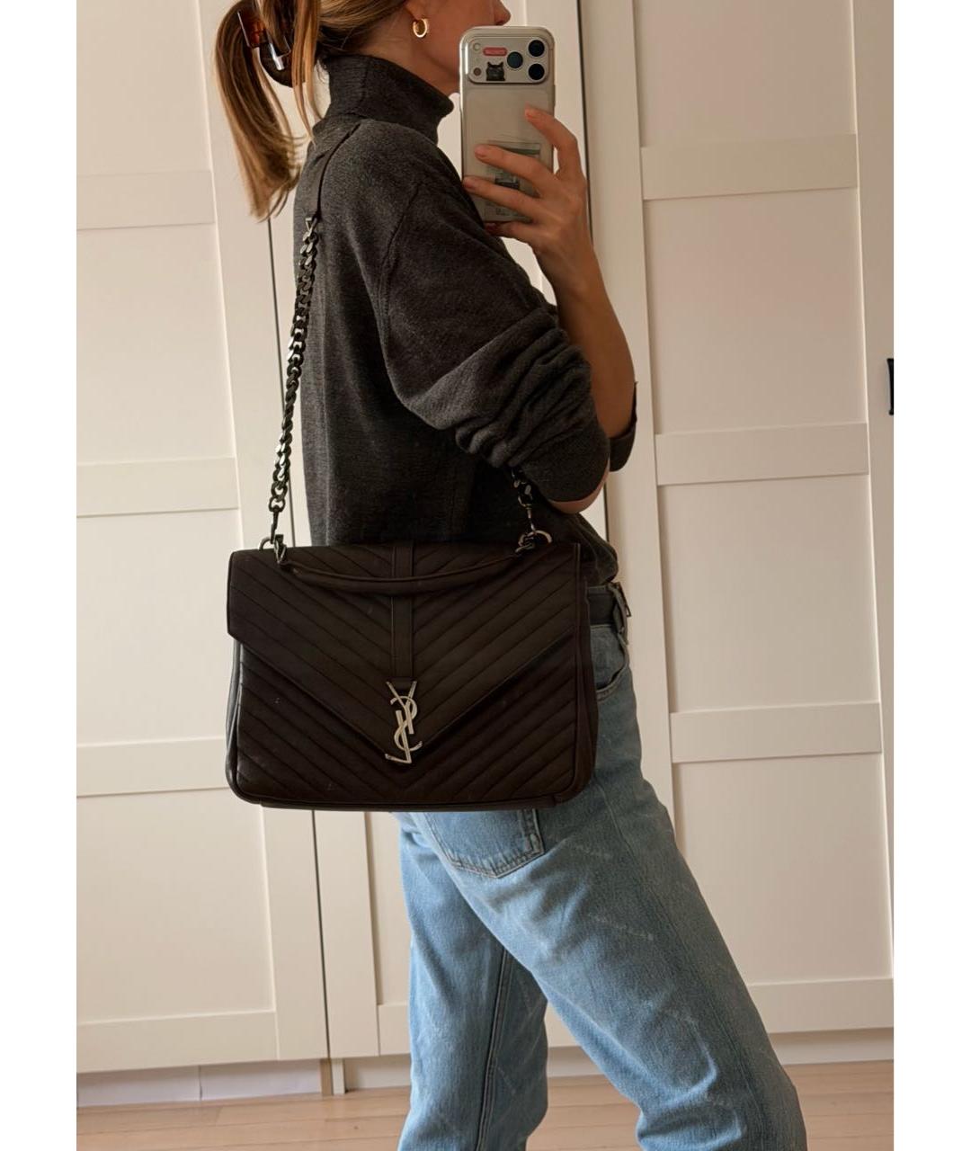 SAINT LAURENT Кожаная сумка с короткими ручками, фото 5
